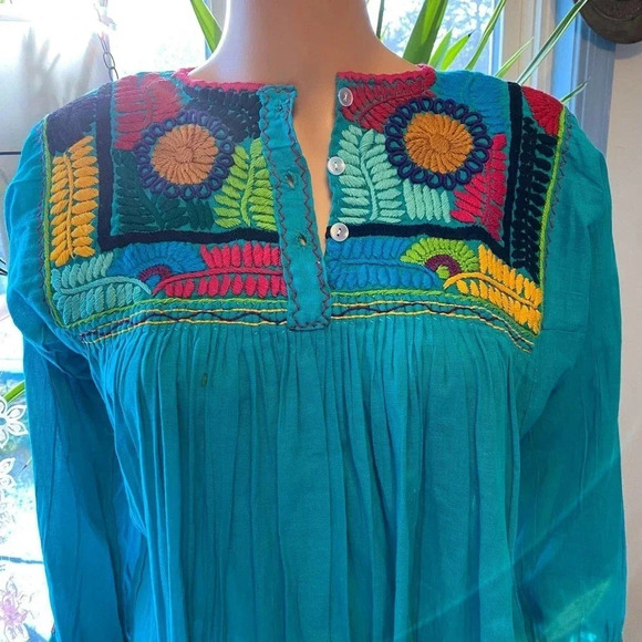 Beautiful Boho Floral Embroidered Handmade Blouse Women Size S/L - Picture 4 of 7